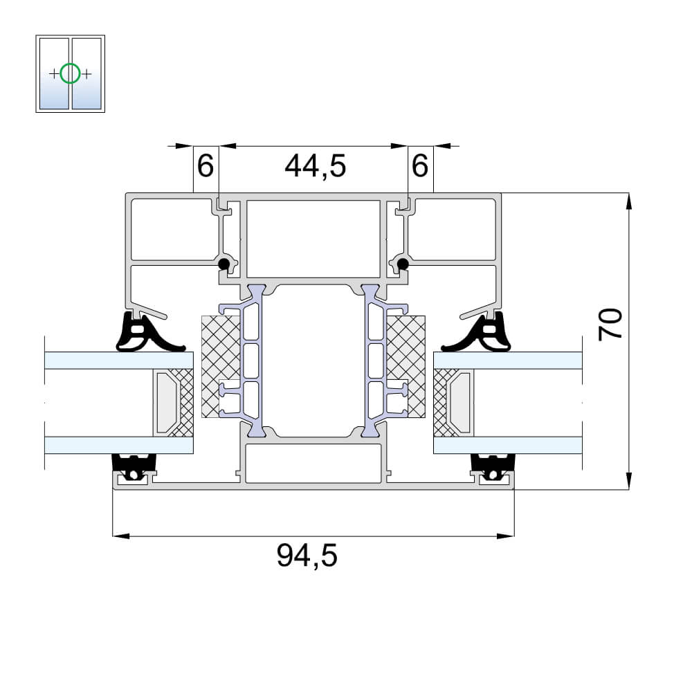 MB-79 - fixed panels with central mullion MB-79 - fixed panels with central mullion