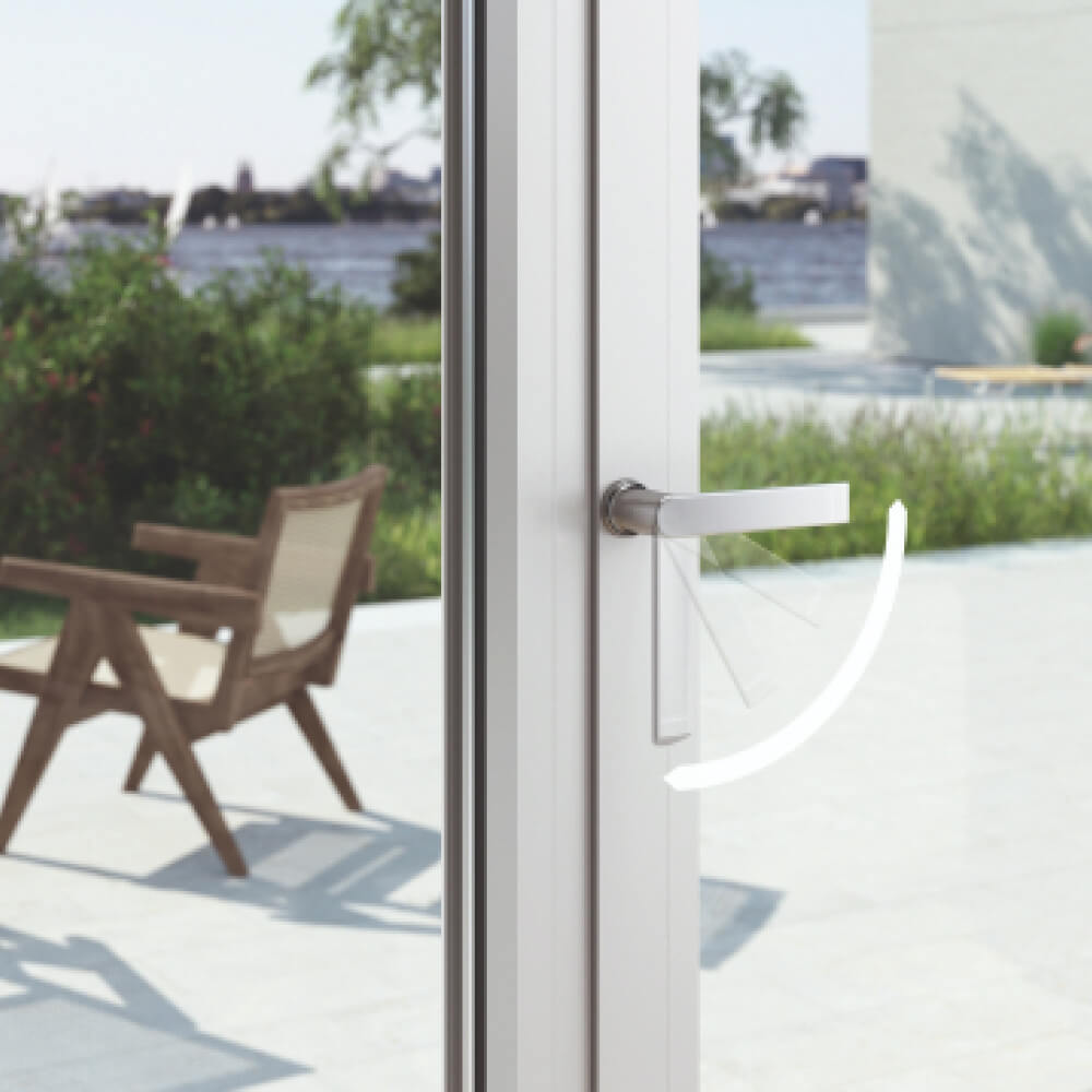 Aluminium window with turning handle