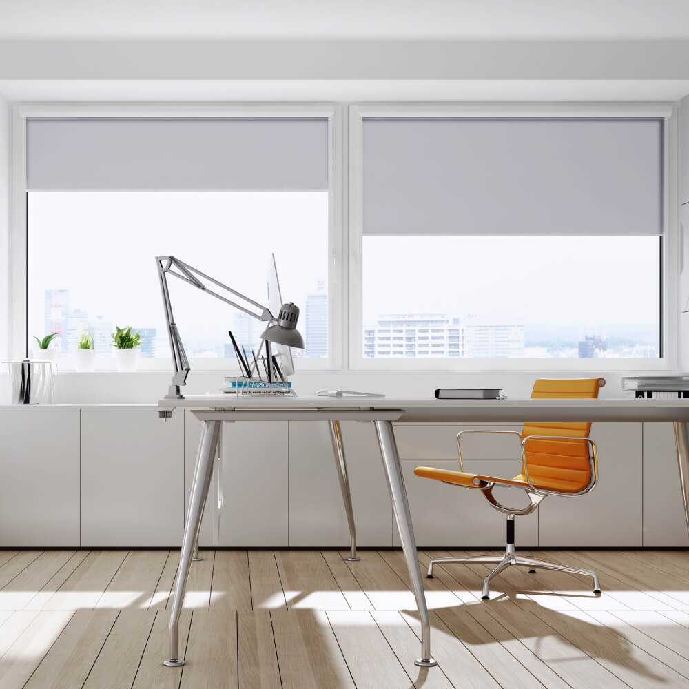 White aluminium windows in office