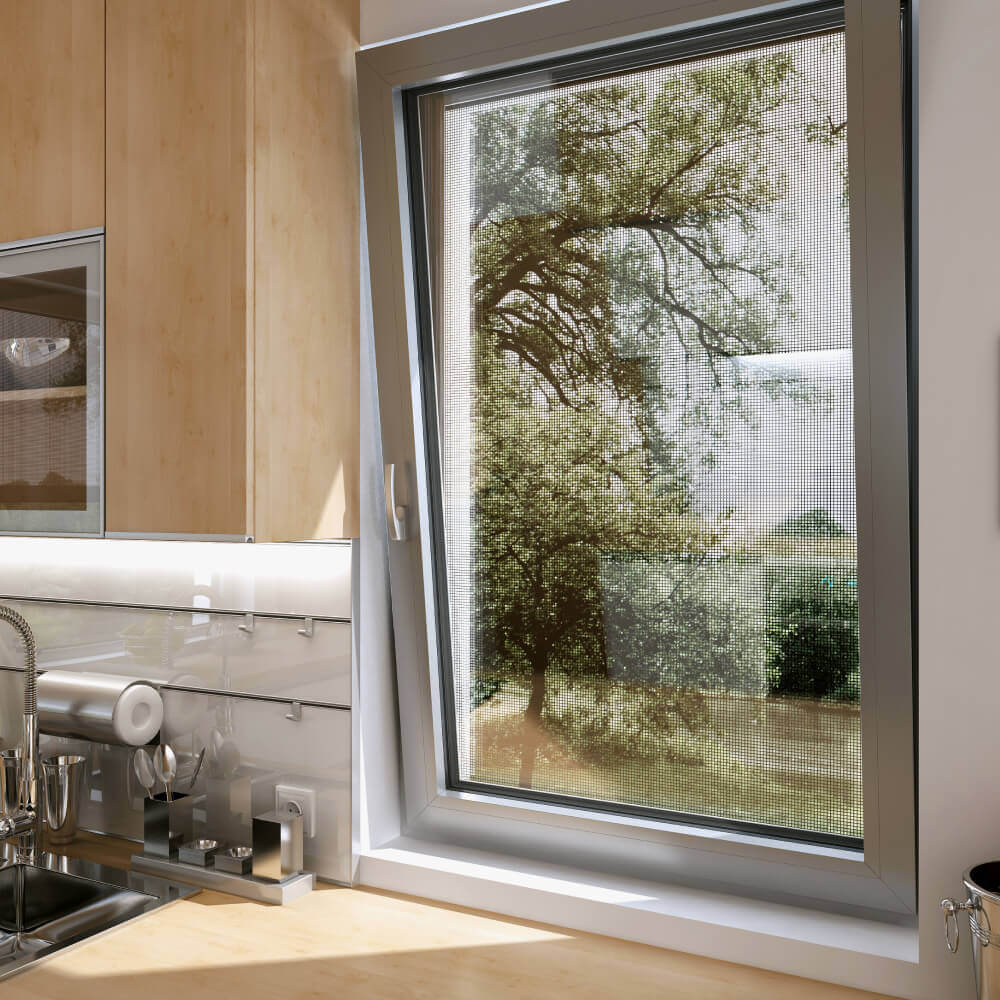 Aluminium window with fly screen