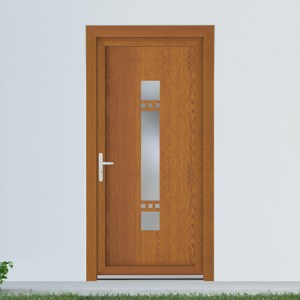Hull back door with golden oak decor