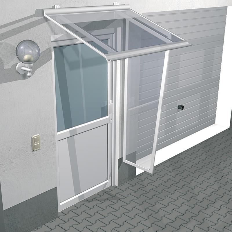 Glass canopy with side panel