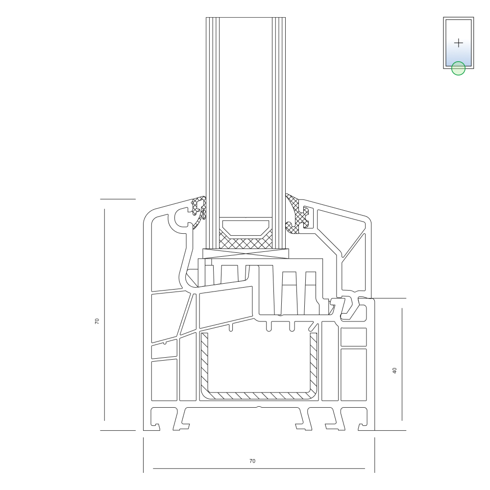 Ideal 5000 with fixed glazing – variant 2