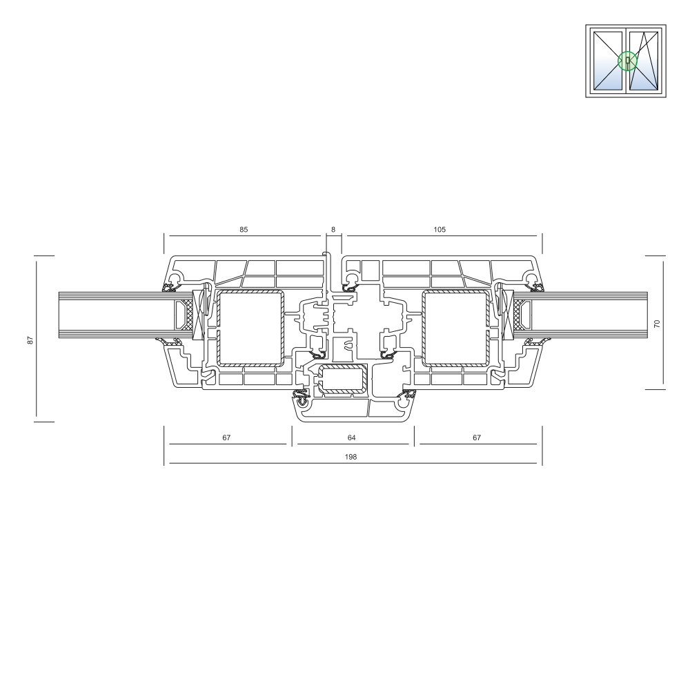 Ideal 5000 with no central jamb outwards opening