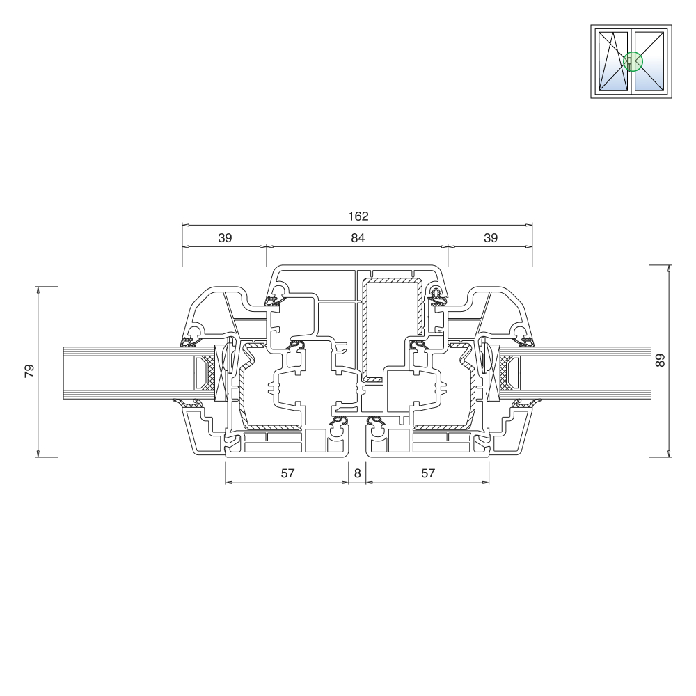 Ideal 5000 with no central jamb – variant 2