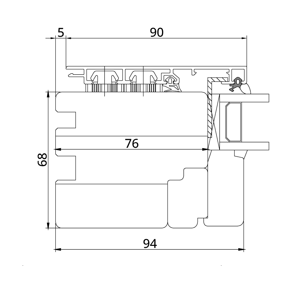 IDEAL PLANO - fixed glazing profile section