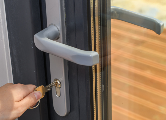 French door with cylinder lock