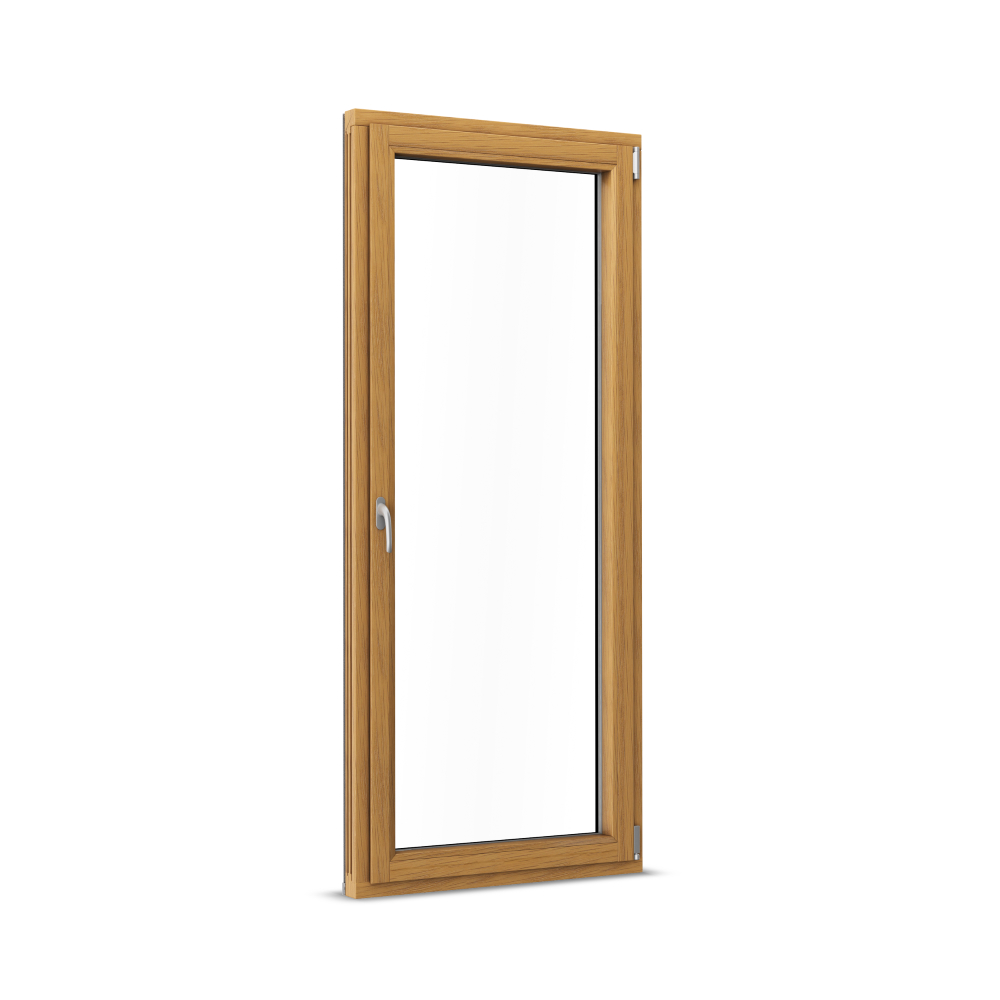 Balcony door made from wood and aluminium