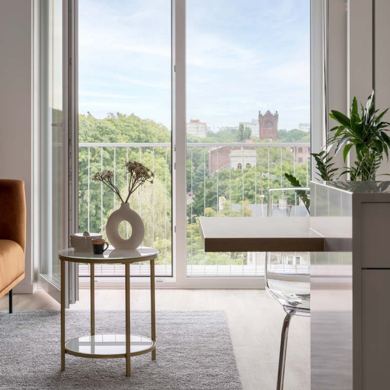 White French door with window