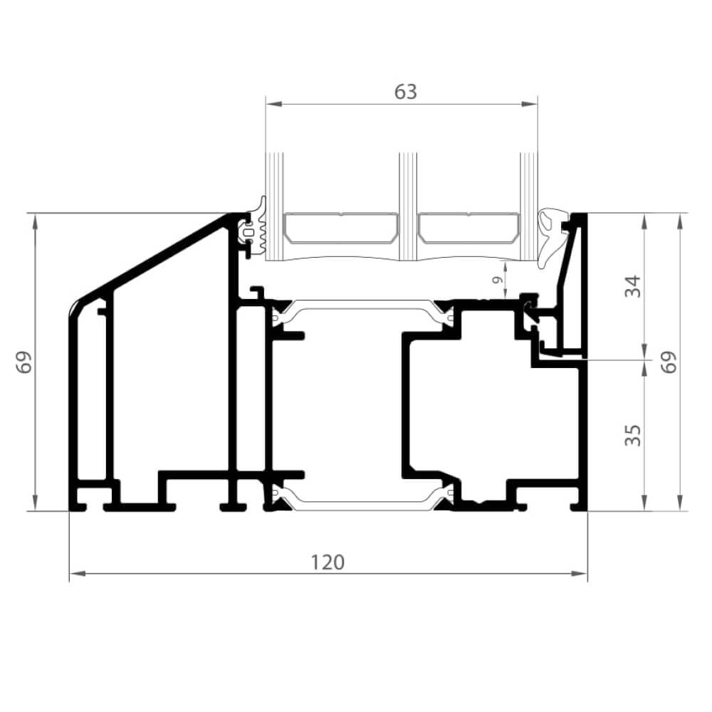 Exclusive Classic: frame with fixed glazing, narrow (side / top)