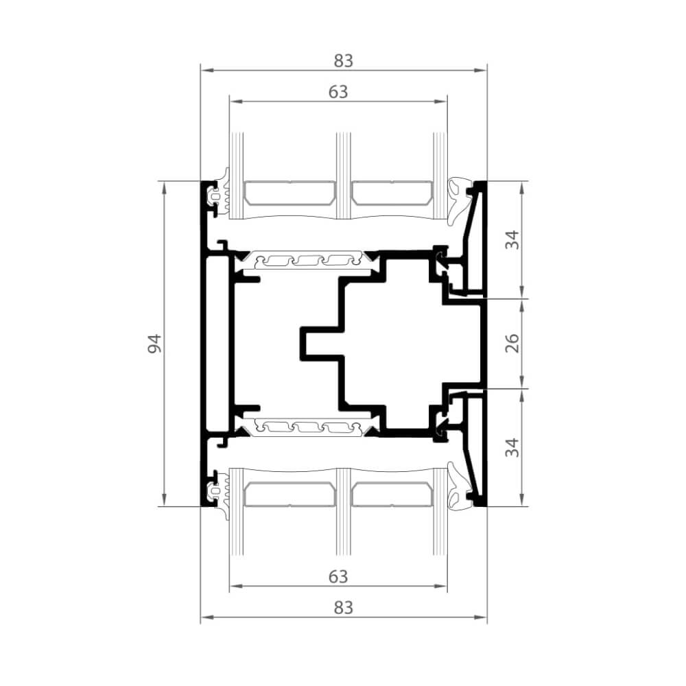 Premium Modern outward opening: centre mullion with fixed glazing