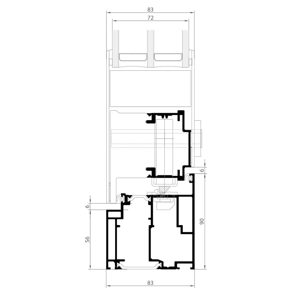 Premium Modern outward opening: side frame (lock side) with sash