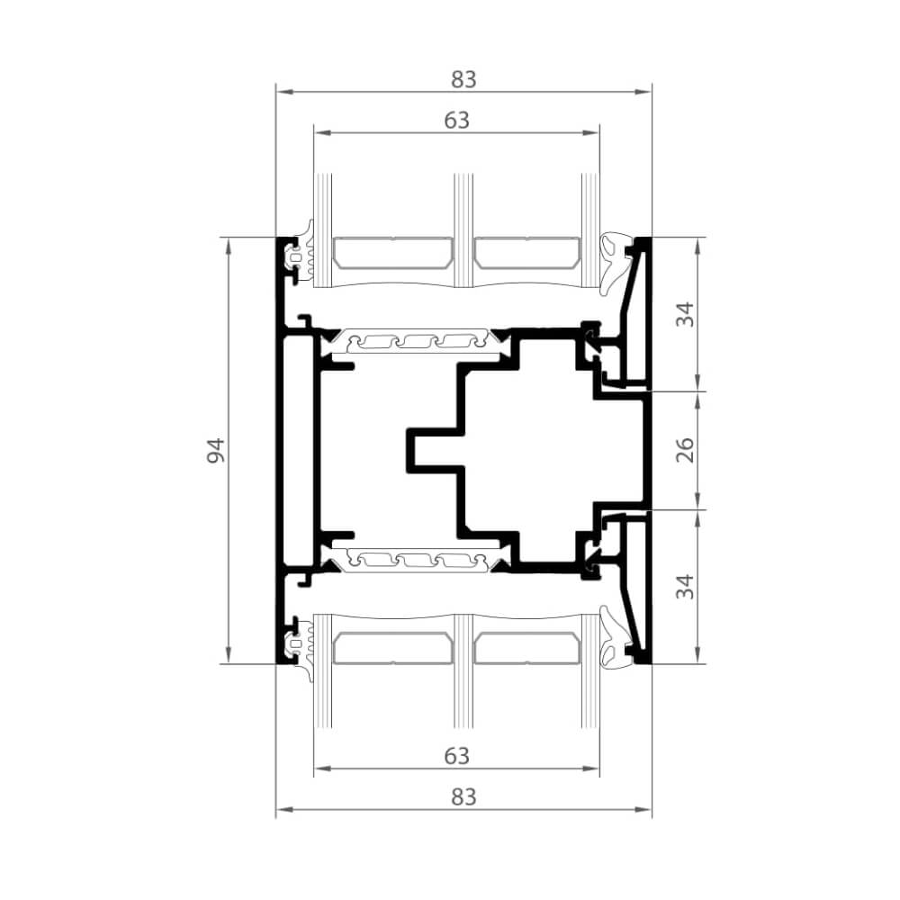 Premium Modern outward opening: centre mullion with fixed glazing