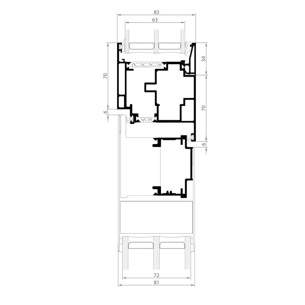 Premium Modern outward opening with side panel: Post detail