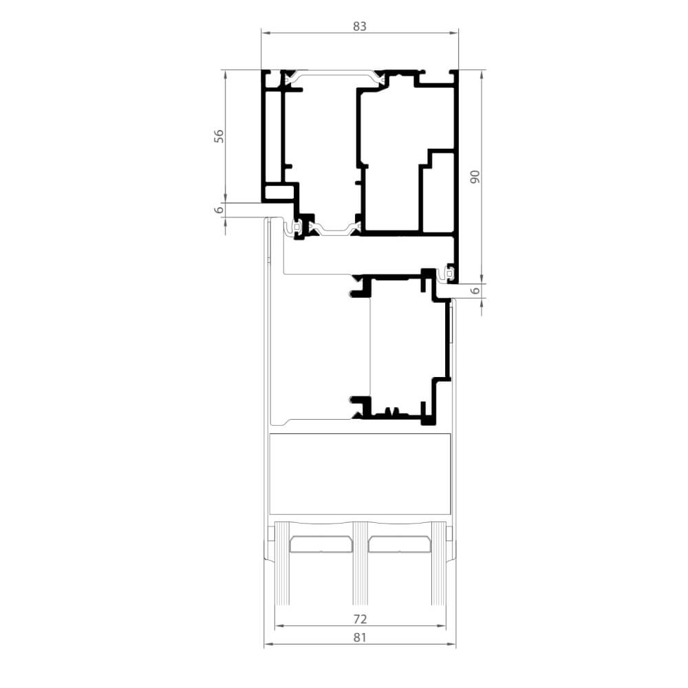 Premium Modern outward opening: upper frame with wing