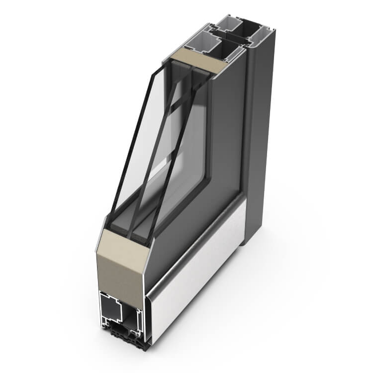 Aluminium front door profile section