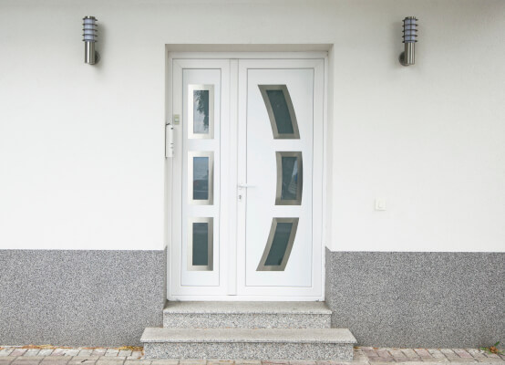 uPVC Hamilton front door in white with side panels