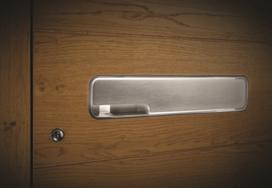 Scanner in wooden door