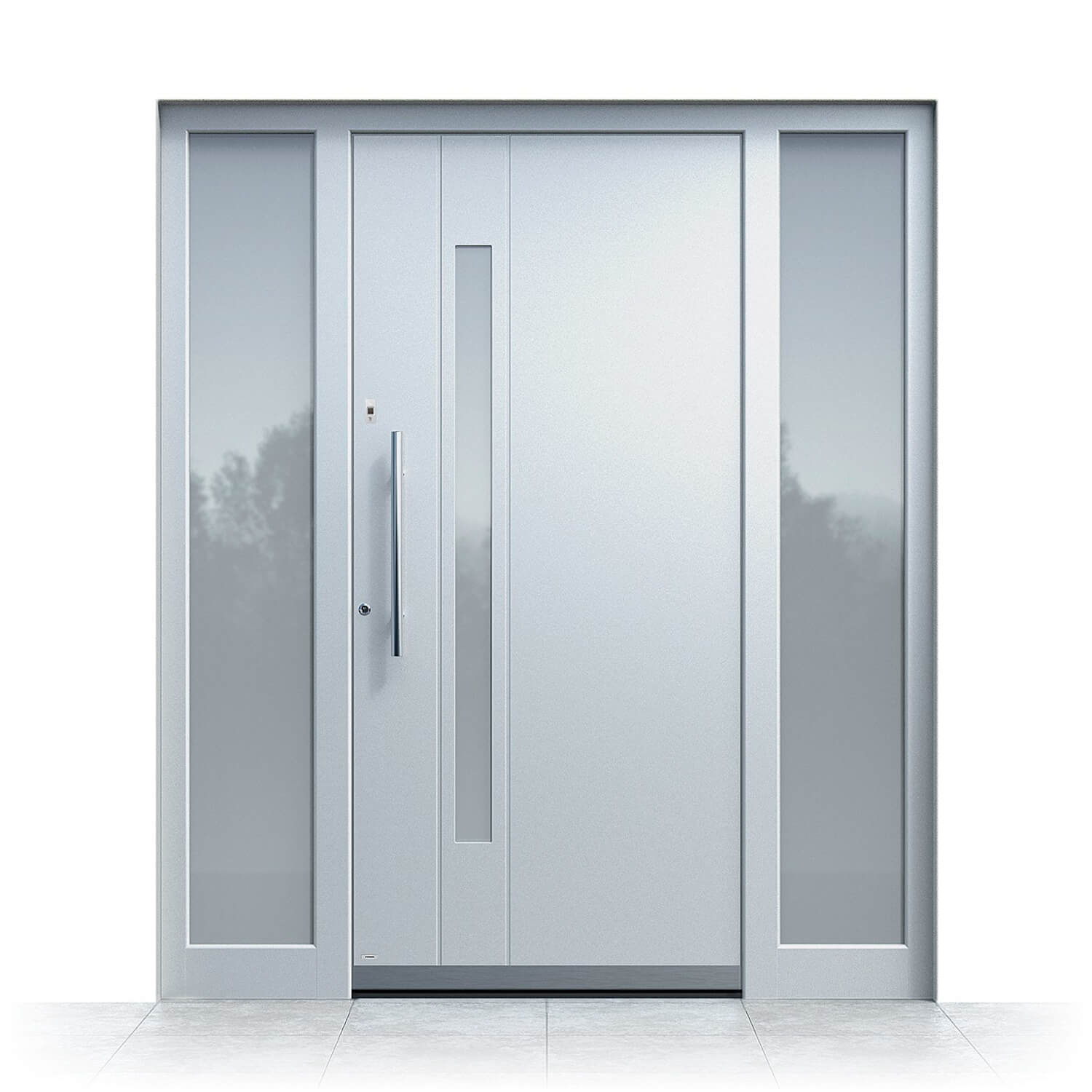Aluminium front door Chicago with side panels