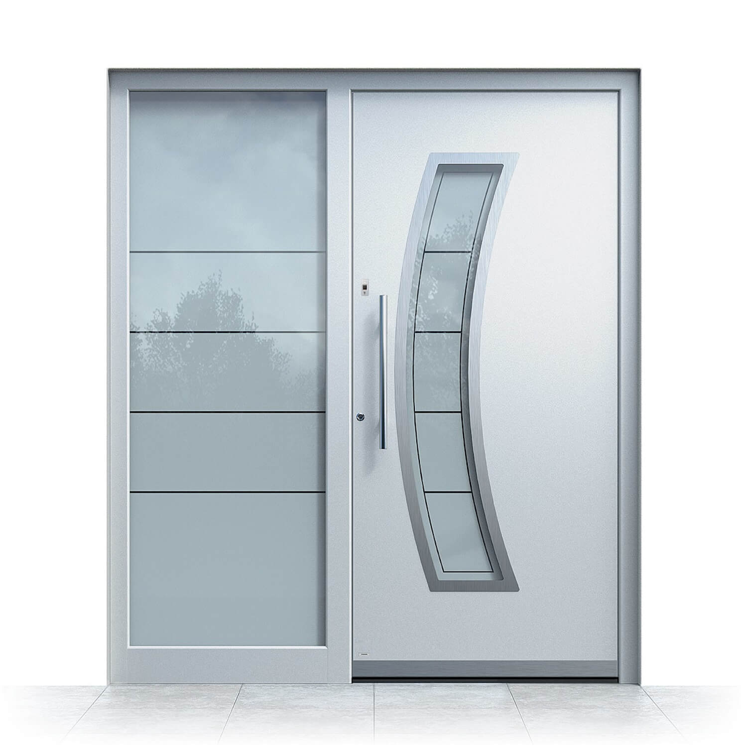 Aluminium front door Kansas City with left side panel