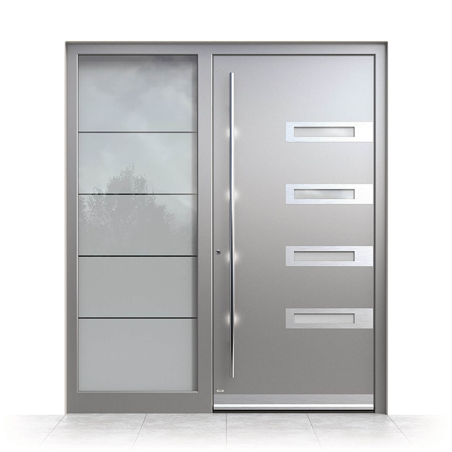 Aluminium entrance door Stockholm with side panel on the left