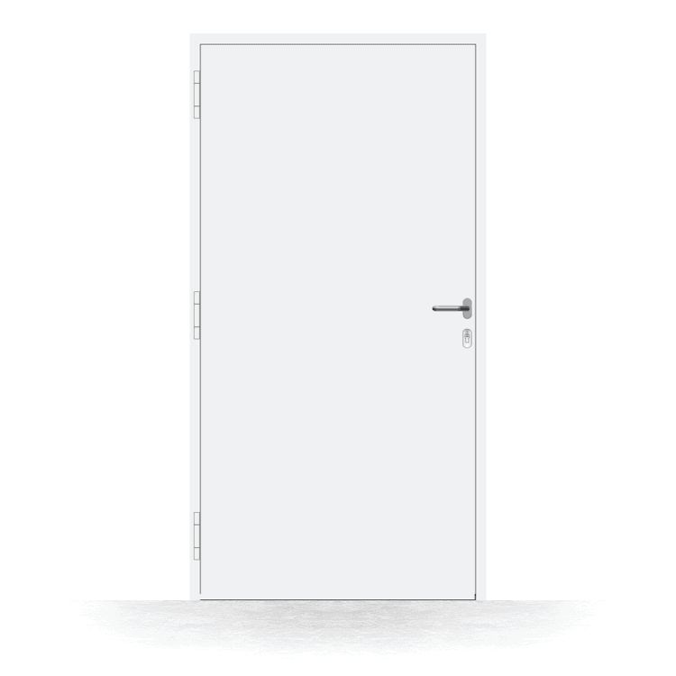 Front door, Kingston model, in white, interior view