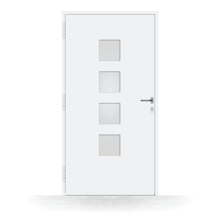 Front door, New York model, in white, interior view