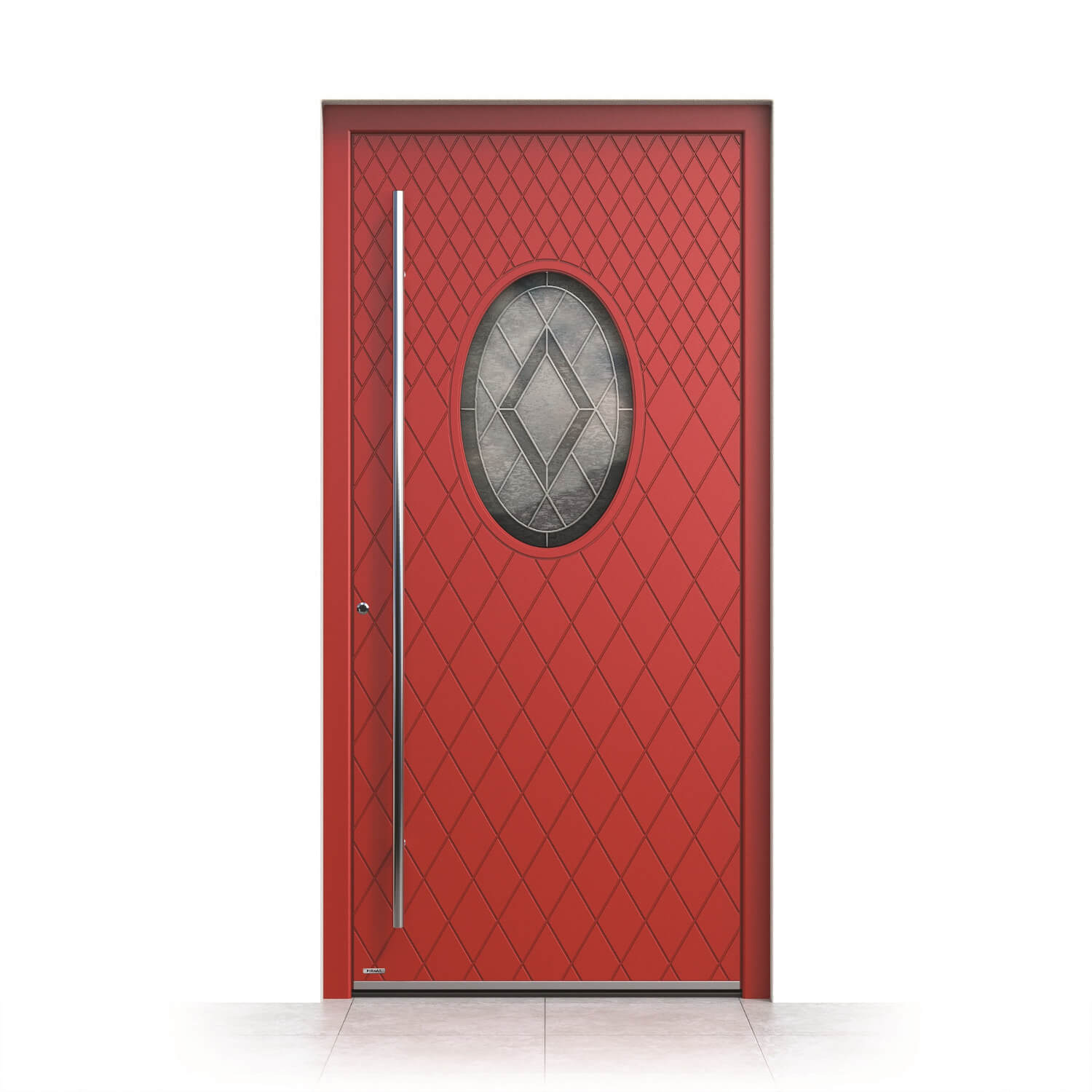 Brantford front door in red with decorative milling