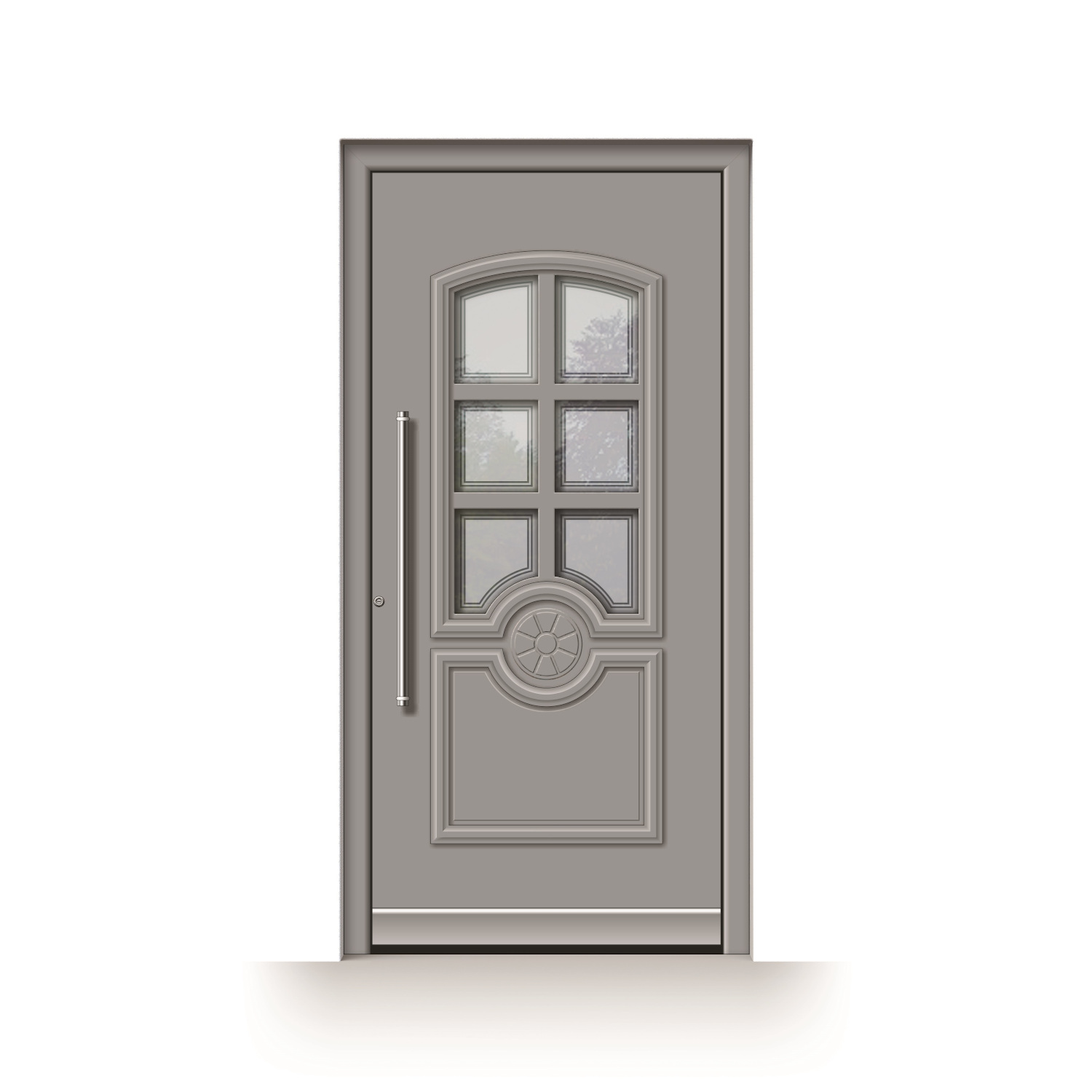Front door model Guelph with decorative millwork