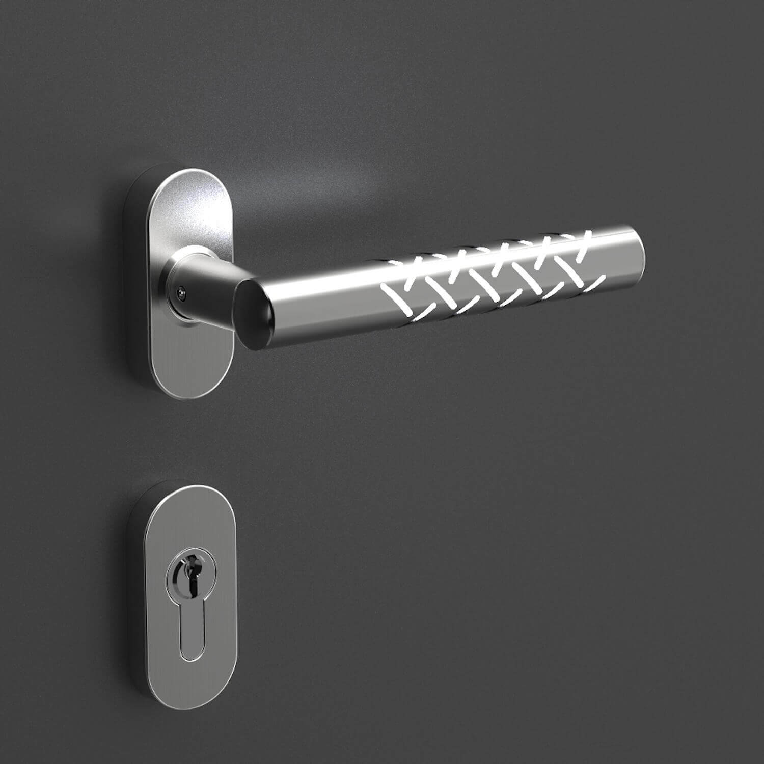 Round front door inside handle made of stainless steel