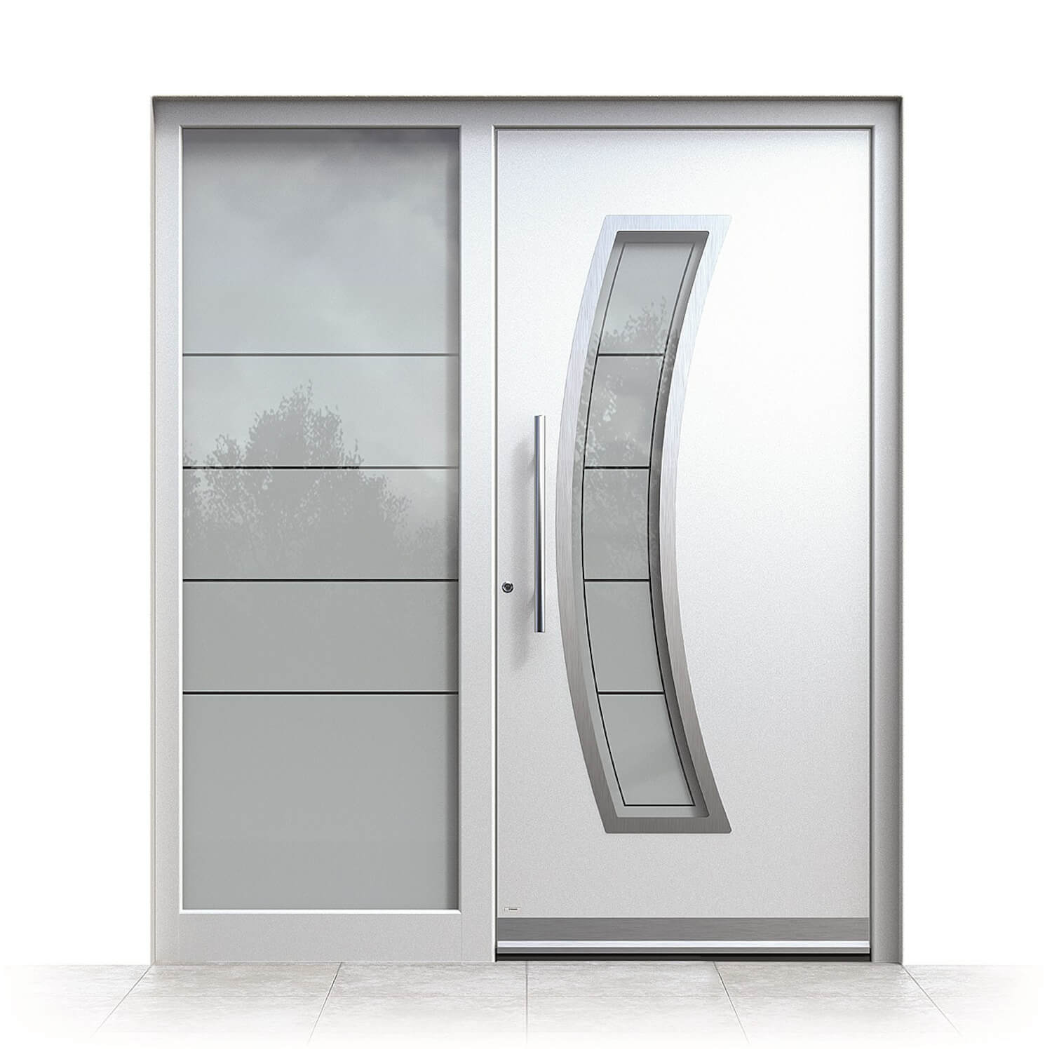 Front door model Kansas City with side panel in silver grey
