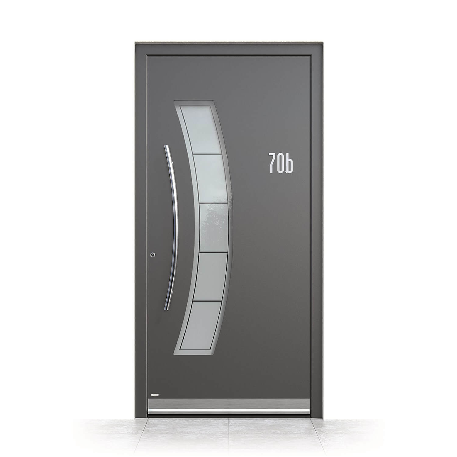Front door model Los Angeles with LED lighting along the water drainage