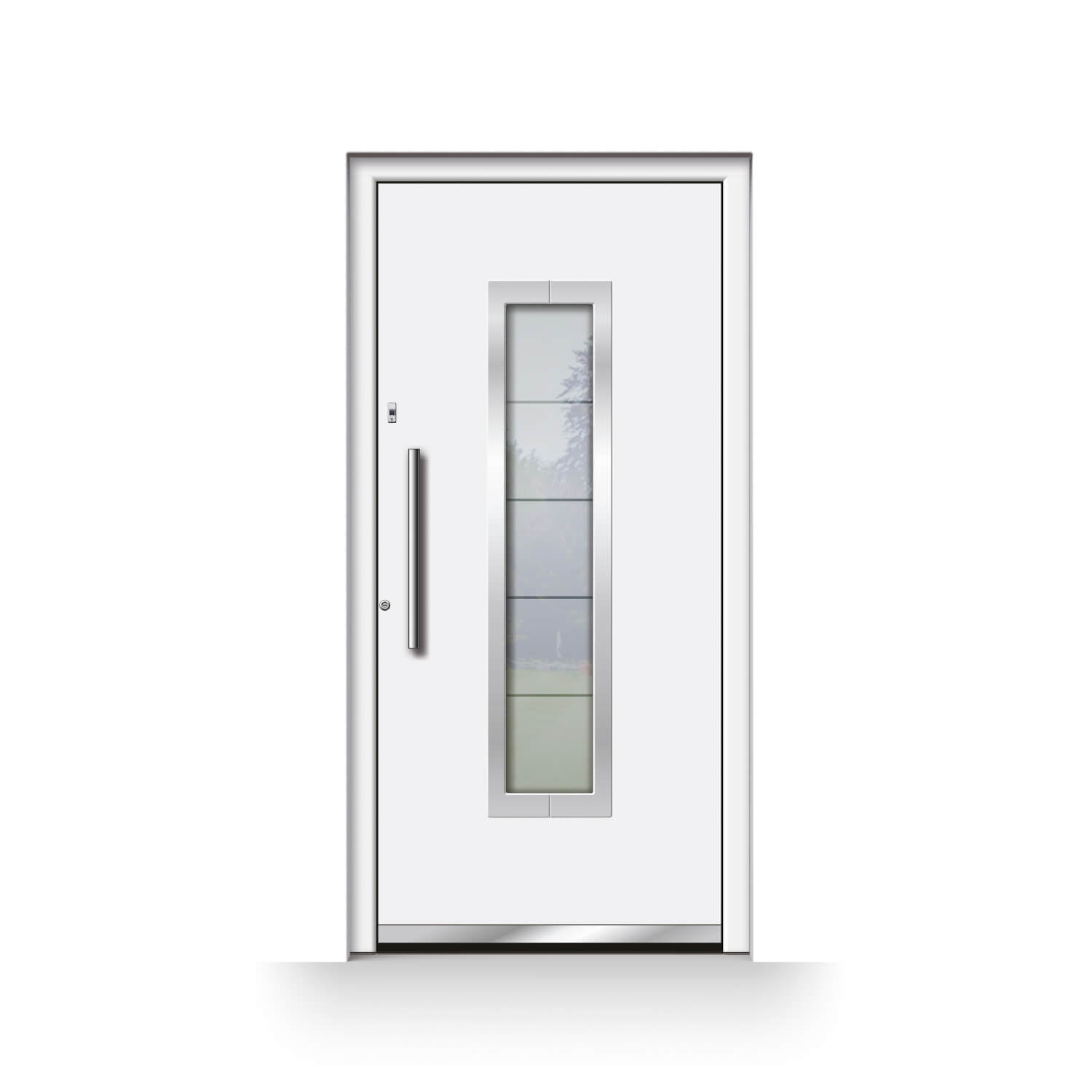 Madrid front door model in white with a fingerprint scanner