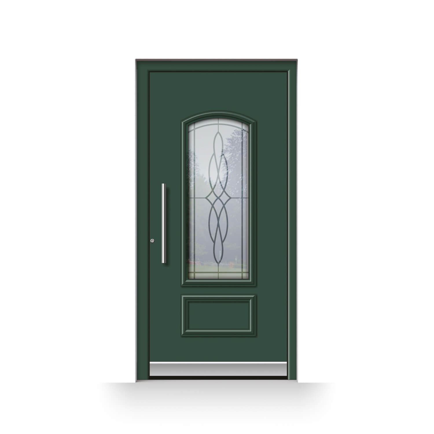 Rome front door in green with a glass insert