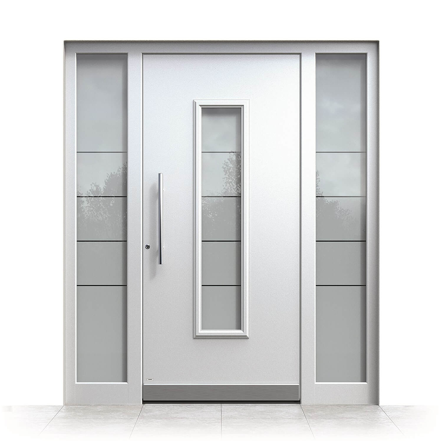 Singapore front door in light grey with side panels