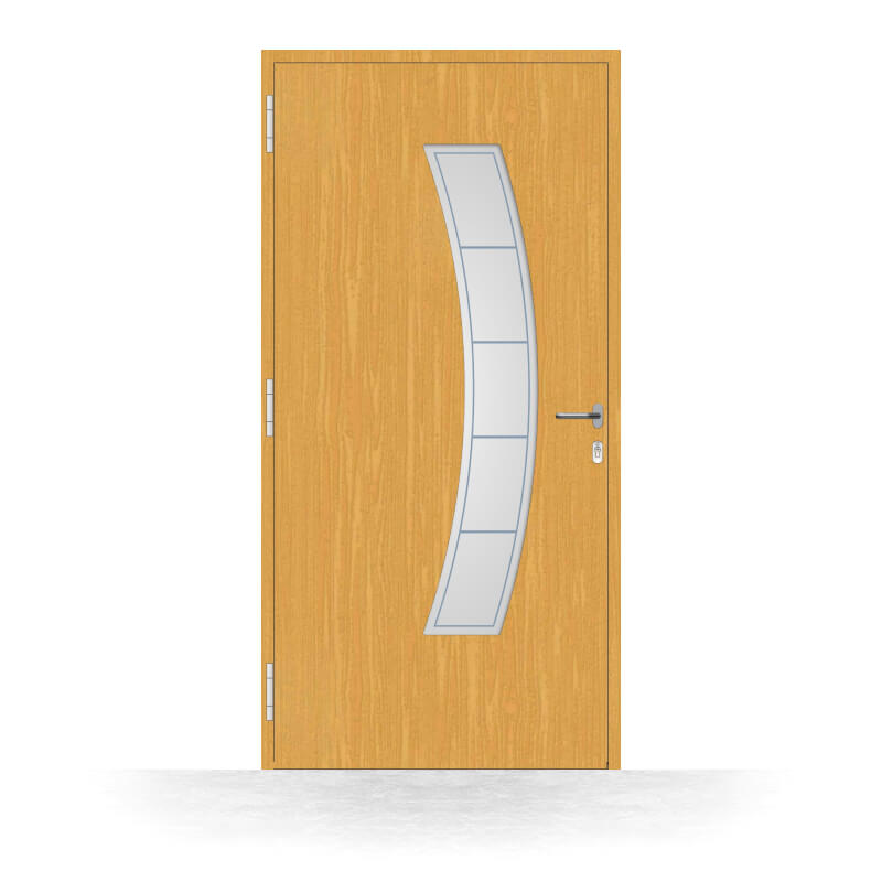 Boston wood front door, interior view