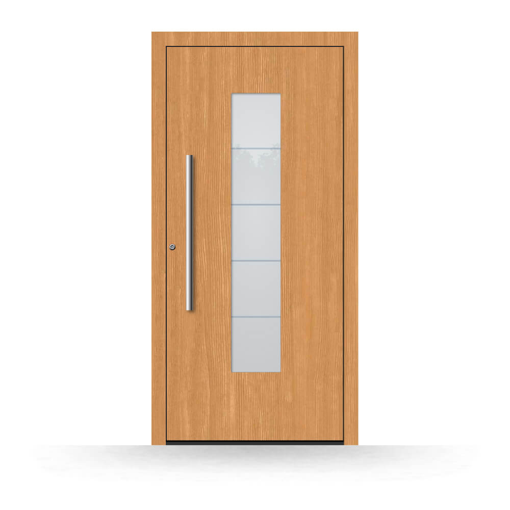 Wood front door Calgary made of larch wood