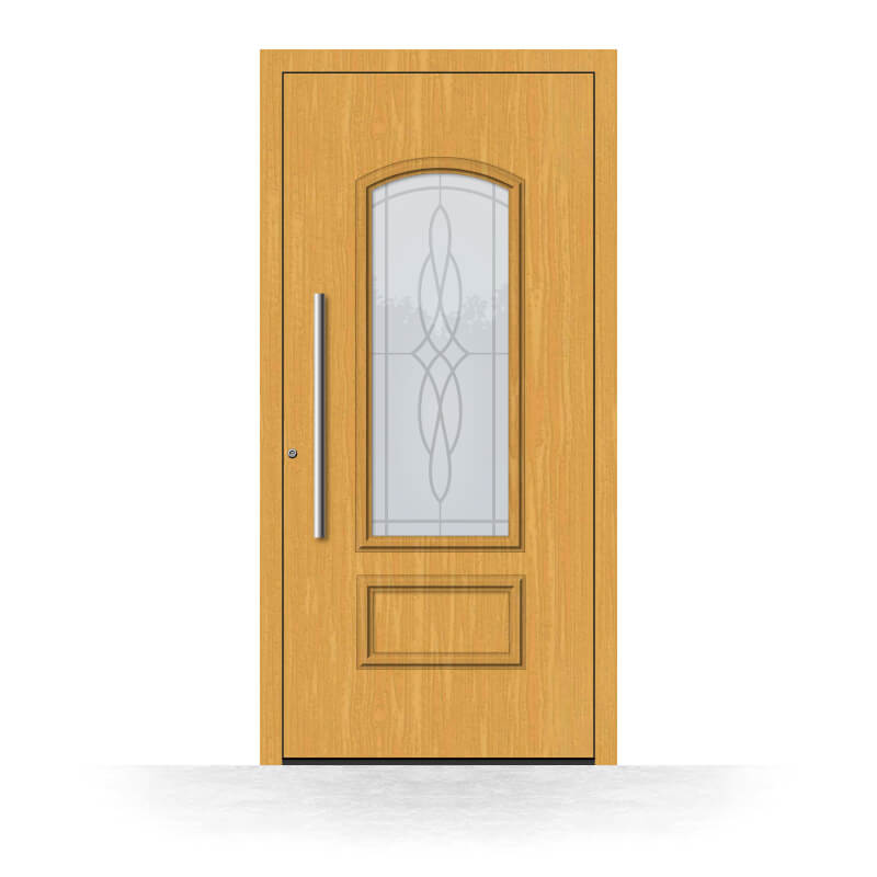 Wooden front door, Gold Coast model, exterior view