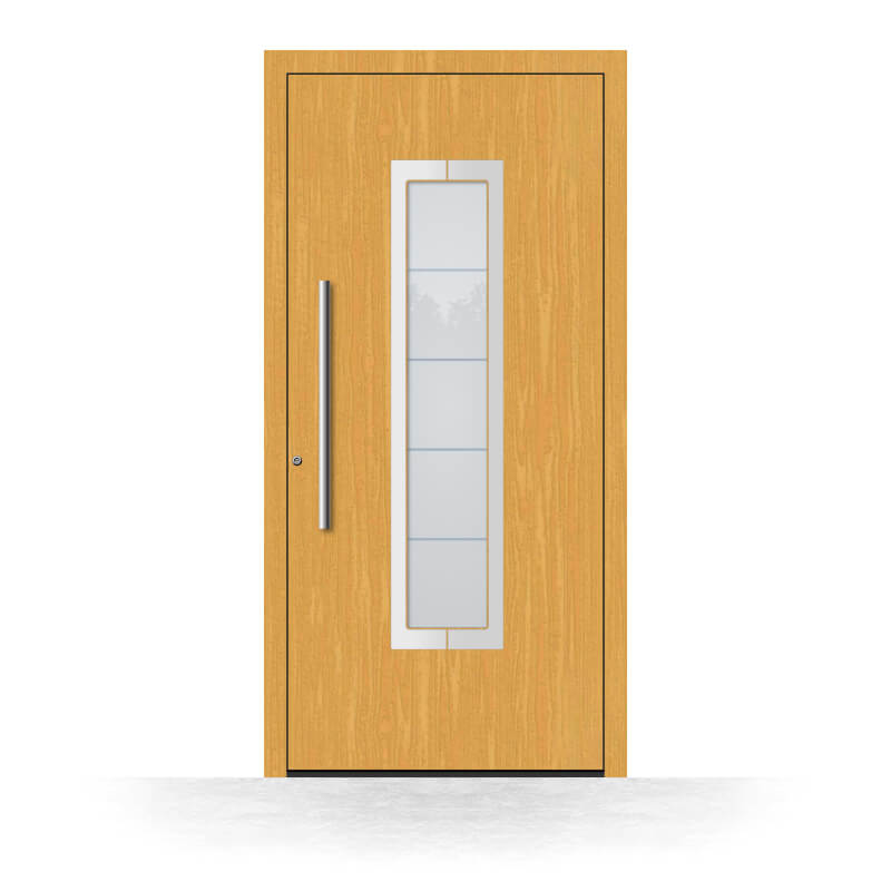 Wood front door, Miami model, exterior view