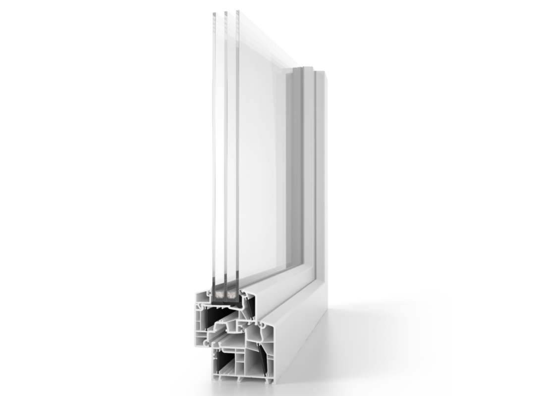 uPVC window profile with argon-filled double glazing 