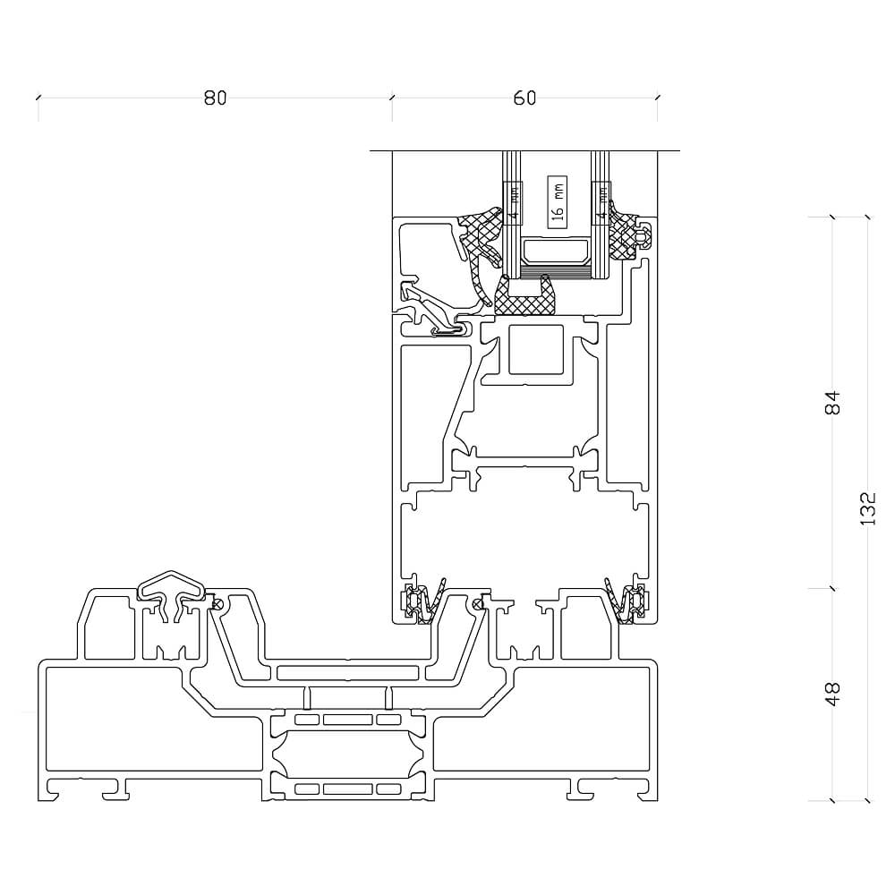 ASE 60: Bottom detail of fixed panel