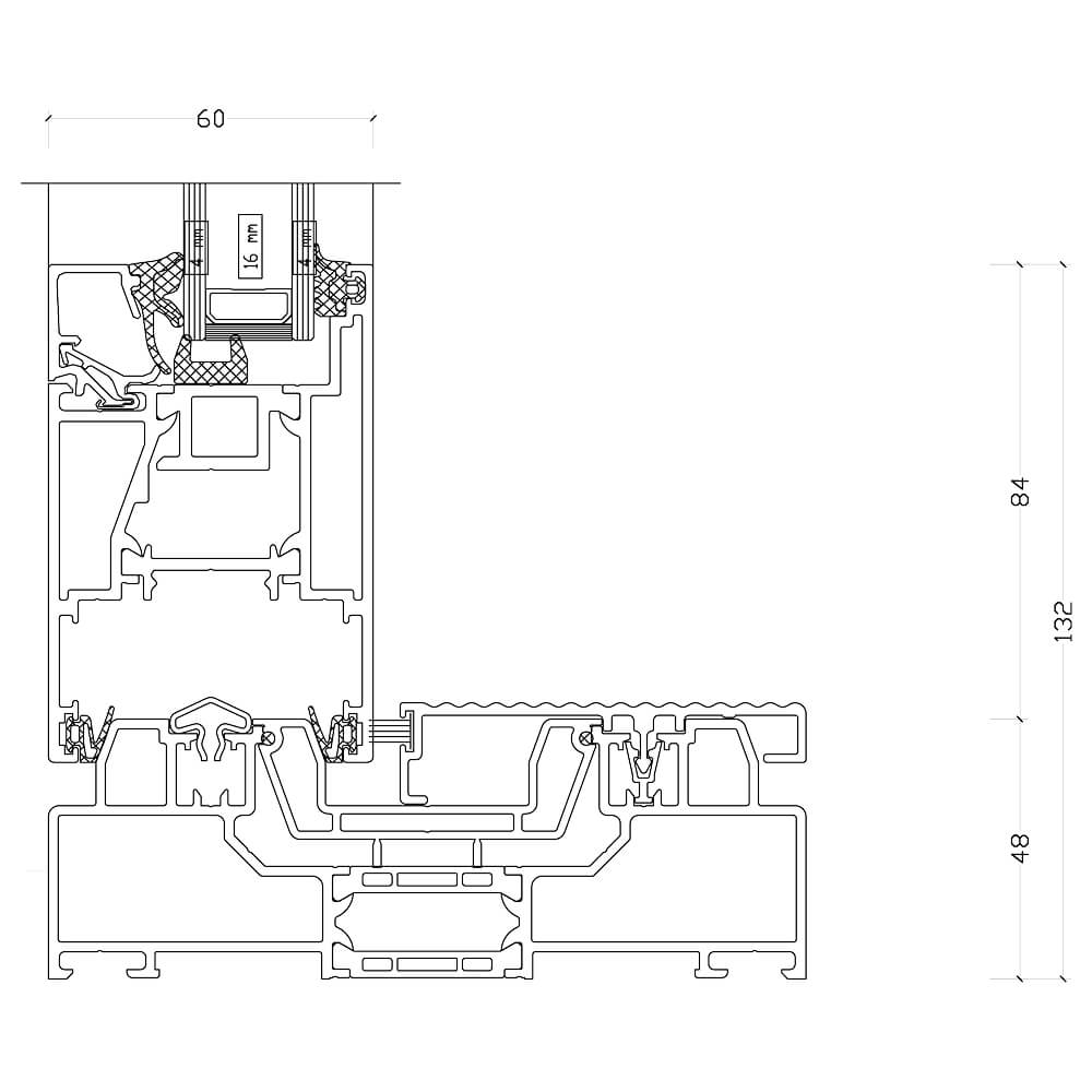 ASE 60: Bottom detail of mobile sash