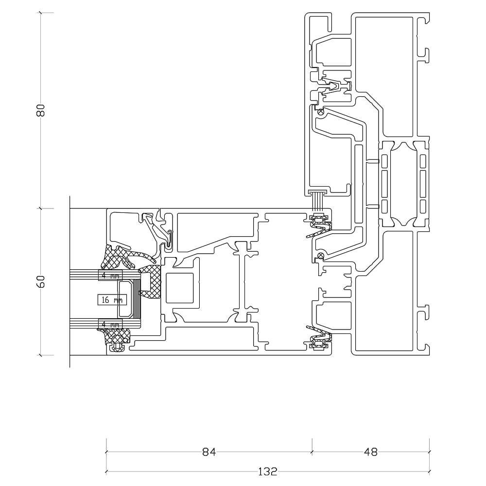 ASE 60: Side detail of fixed panel