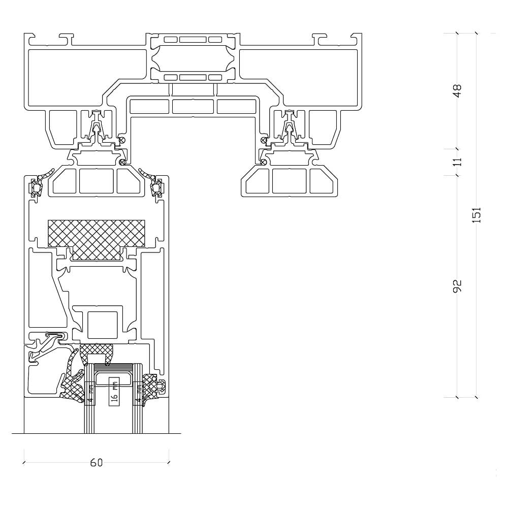 ASE 60: Top detail of mobile sash