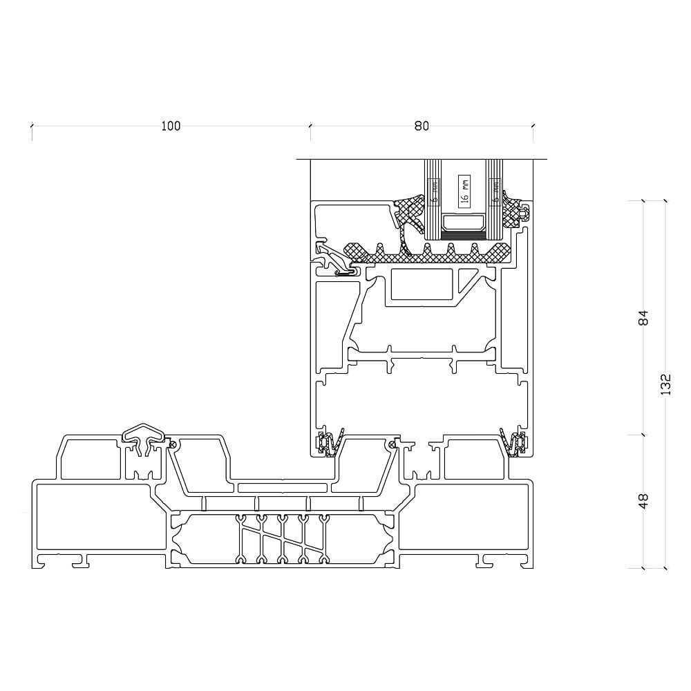 ASE 80.HI: Bottom detail of fixed panel