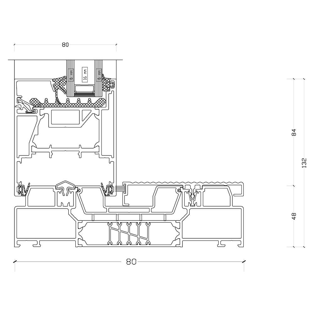 ASE 80.HI: Bottom detail of mobile sash