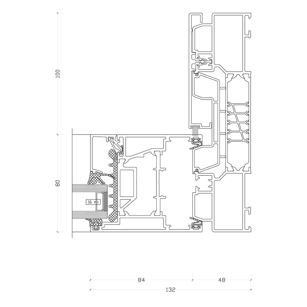 ASE 80.HI: Side detail of fixed panel