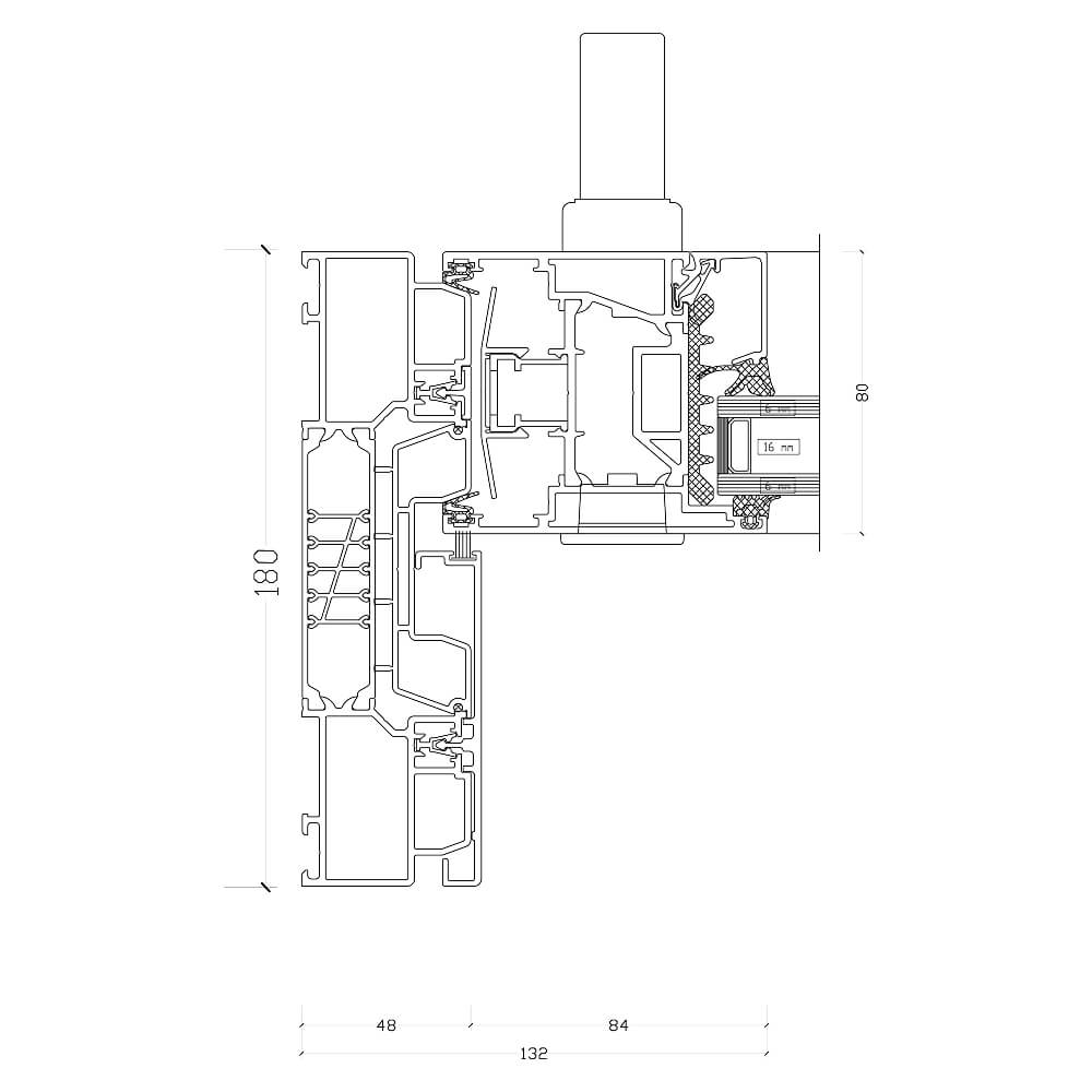 ASE 80.HI: Side detail of mobile sash