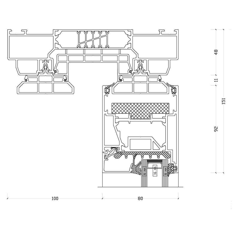 ASE 80.HI: Top detail of fixed panel