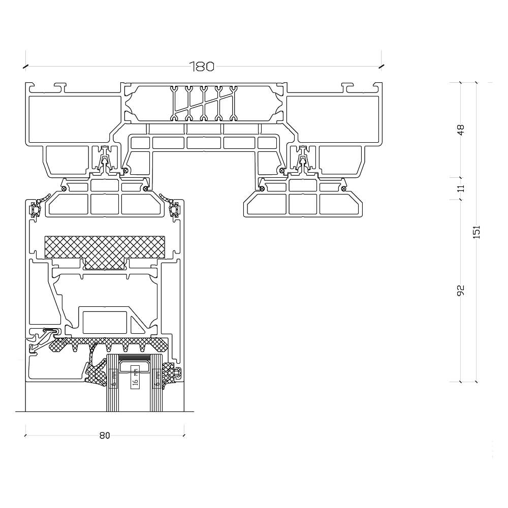 ASE 80.HI: Top detail of mobile sash